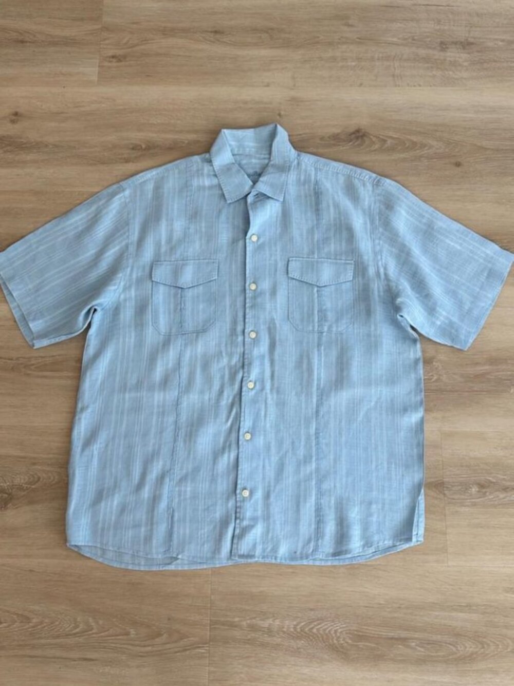 Tommy Bahama, Men's Pale Blue Linen Short Sleeve Shirt